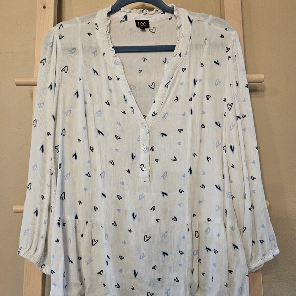 Lee Heart Print Peplum Blouse - Picture 1 of 3
